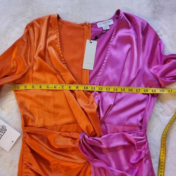 New Never Fully Dressed Orange and Magenta Satin Dress Size US 12 - Picture 9 of 13